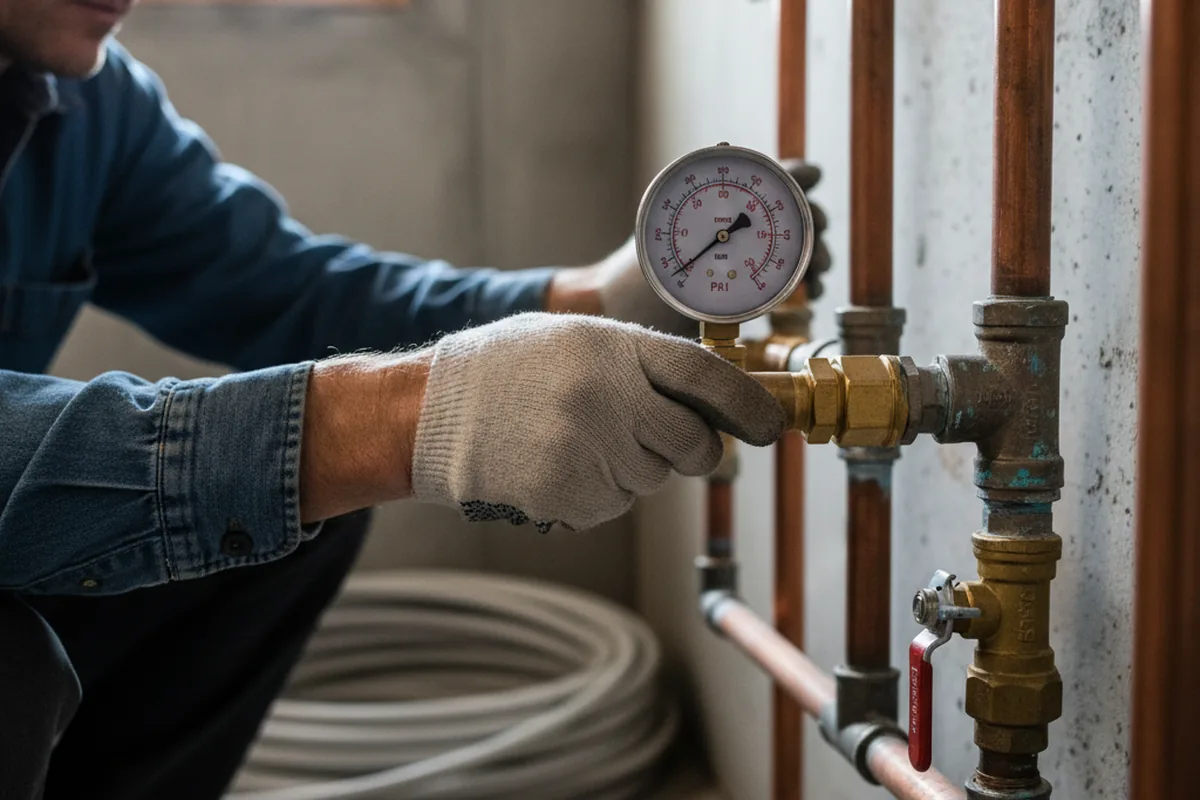 Pressure testing a repaired line during Water Line Repair in Callaway